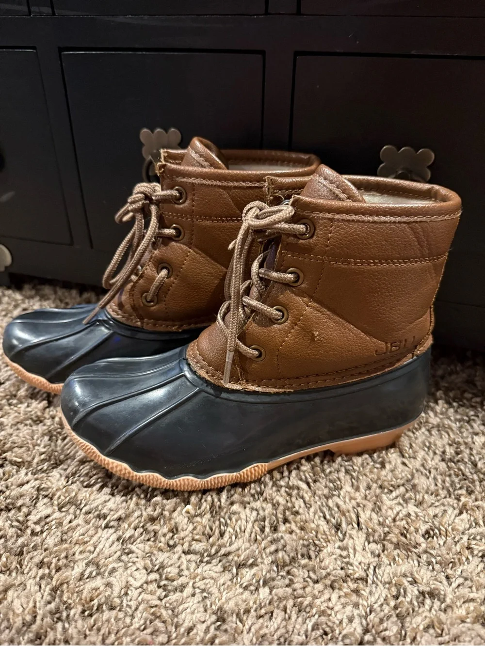 JBU by Sperry Brown and Navy Kids Lace-Up Duck Boots size 1